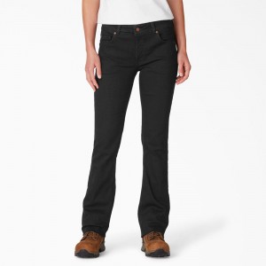 Women's Dickies Perfect Shape Bootcut Jeans Black | 7924651-IO