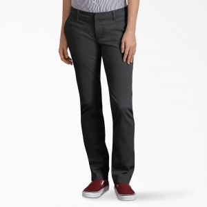 Women's Dickies Perfect Shape Straight Fit Pants Black | 6917532-ZE