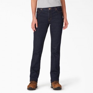 Women's Dickies Perfect Shape Straight Fit Jeans Blue | 1476293-KO