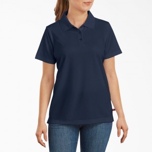 Women's Dickies Performance Polo Shirt Navy | 4860532-JY