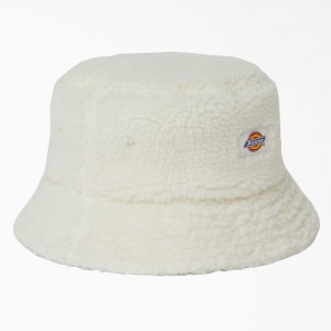 Women's Dickies Red Chute Fleece Bucket Hat White | 9386145-TH