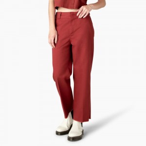 Women's Dickies Regular Fit Cropped Pants Red | 2718403-TN