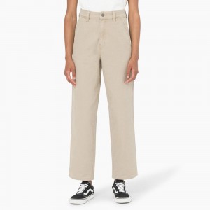 Women's Dickies Regular Fit Duck Pants Beige | 8657210-JH