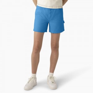 Women's Dickies Regular Fit Duck Shorts Blue | 1748062-PD