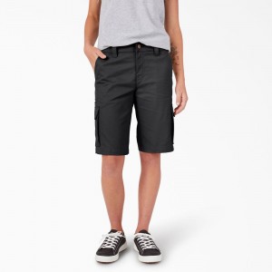 Women's Dickies Relaxed Fit Cargo Shorts Black | 6502419-GP