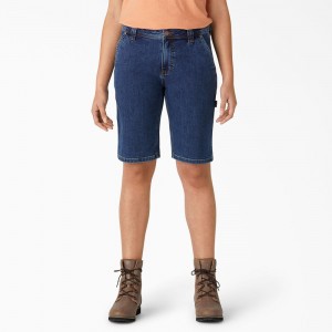 Women's Dickies Relaxed Fit Carpenter Shorts Blue | 2715439-EF