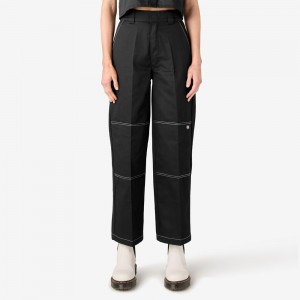 Women's Dickies Relaxed Fit Double Knee Pants Black | 1546730-YN