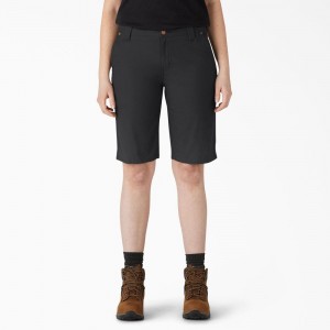 Women's Dickies Relaxed Fit Duck Carpenter Shorts Black | 6023479-MX