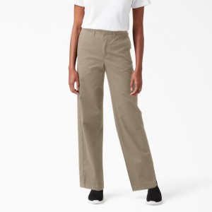 Women's Dickies Relaxed Fit Wide Leg Pants Grey | 6135920-SL