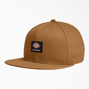 Women's Dickies Skateboarding Flat Bill Cap Brown | 4701538-UR