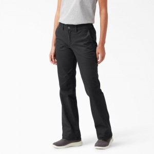 Women's Dickies Slim Fit Bootcut Pants Black | 6197034-QW