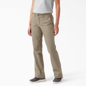 Women's Dickies Slim Fit Bootcut Pants Grey | 2469801-KN