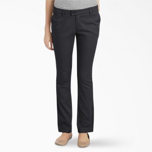 Women's Dickies Slim Fit Pants Black | 1825794-JP