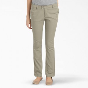 Women's Dickies Slim Fit Pants Grey | 2108435-IA