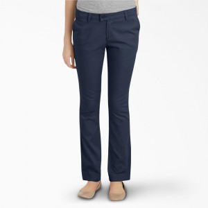 Women's Dickies Slim Fit Pants Navy | 4271568-JC