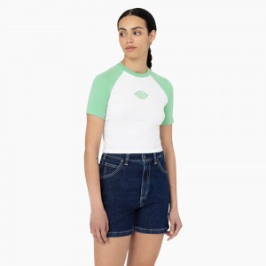 Women's Dickies Sodaville Cropped T-Shirt White | 7186953-IK