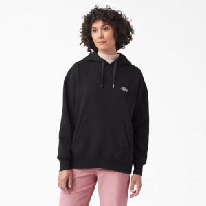 Women's Dickies Summerdale Hoodie Black | 3250647-YF