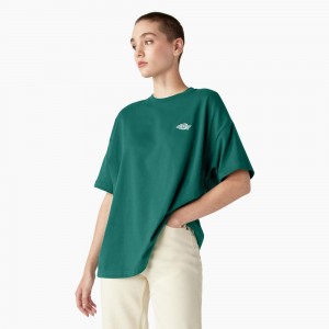 Women's Dickies Summerdale Short Sleeve T-Shirt Green | 4126509-VJ