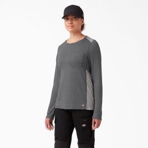 Women's Dickies Temp-iQ® 365 Long Sleeve Pocket T-Shirt Grey | 5048276-VW