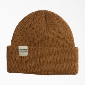 Women's Dickies Thick Knit Beanie Brown | 2813657-LP