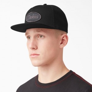 Women's Dickies Twill Flat Bill Cap Black | 0269754-GJ