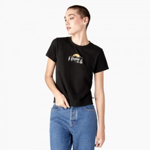 Women's Dickies Twill Ranch Graphic T-Shirt Black | 1357426-OE