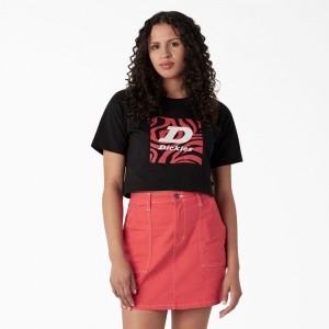 Women's Dickies Zebra Graphic Cropped T-Shirt Black | 3781094-GV