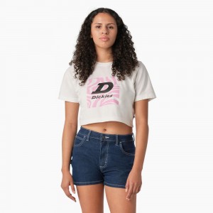 Women's Dickies Zebra Graphic Cropped T-Shirt White | 4352069-HN