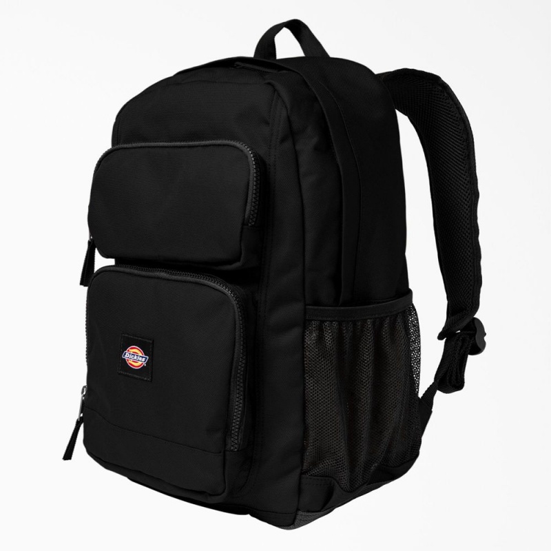 Kids' Dickies Double Pocket Backpack Black | 2930576-SJ