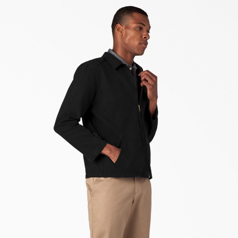 Men's Dickies 1922 Brushed Twill Jacket Black | 1463805-PF