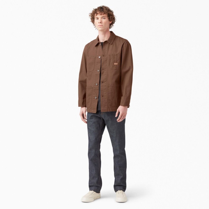 Men's Dickies 1922 Duck Chore Jacket Brown | 2103495-FV