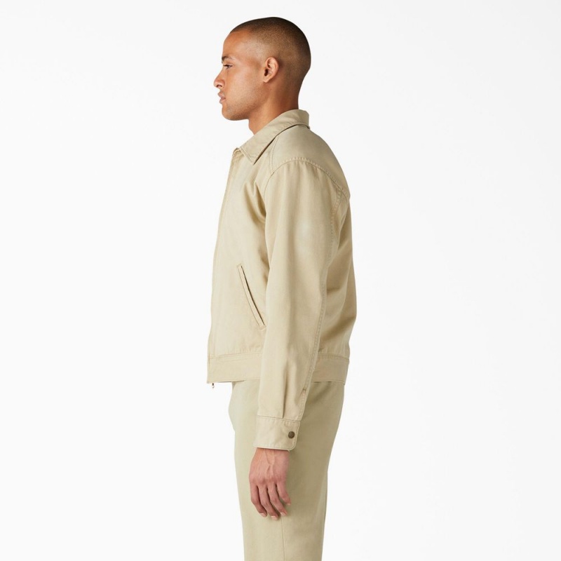 Men's Dickies 1922 Gas Station Twill Jacket Beige | 0946852-ZR