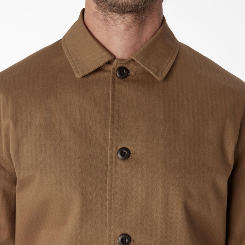 Men's Dickies 1922 Herringbone Jacket Brown | 9823576-GX