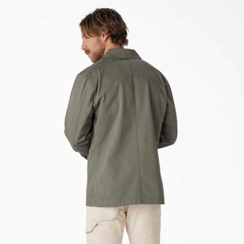 Men's Dickies 1922 Herringbone Jacket Olive | 4269801-VB