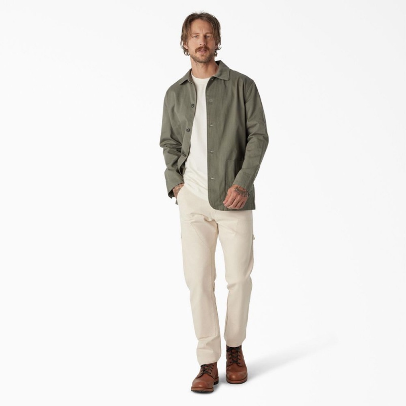 Men's Dickies 1922 Herringbone Jacket Olive | 4269801-VB