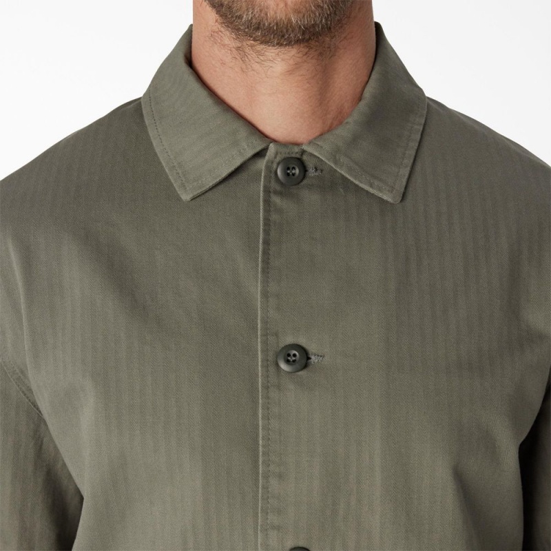 Men's Dickies 1922 Herringbone Jacket Olive | 4269801-VB