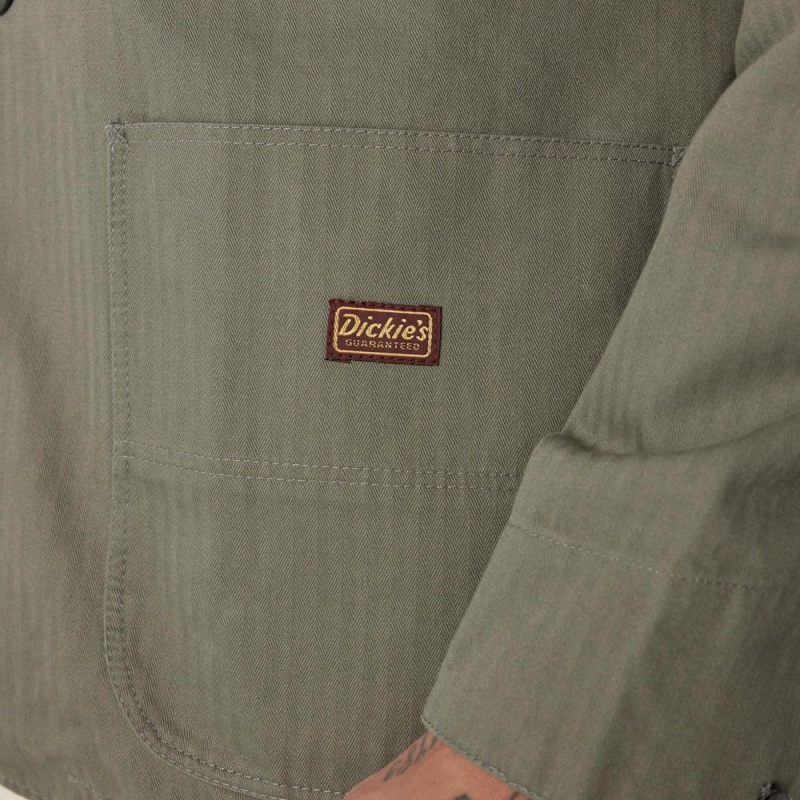 Men's Dickies 1922 Herringbone Jacket Olive | 4269801-VB