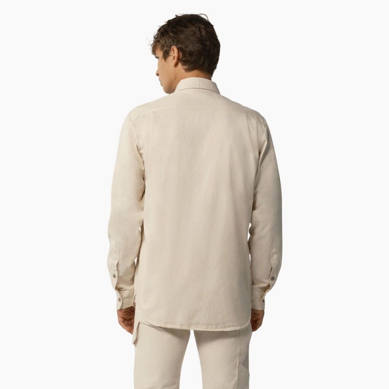 Men's Dickies 1922 Long Sleeve Shirt Beige | 4653792-KZ