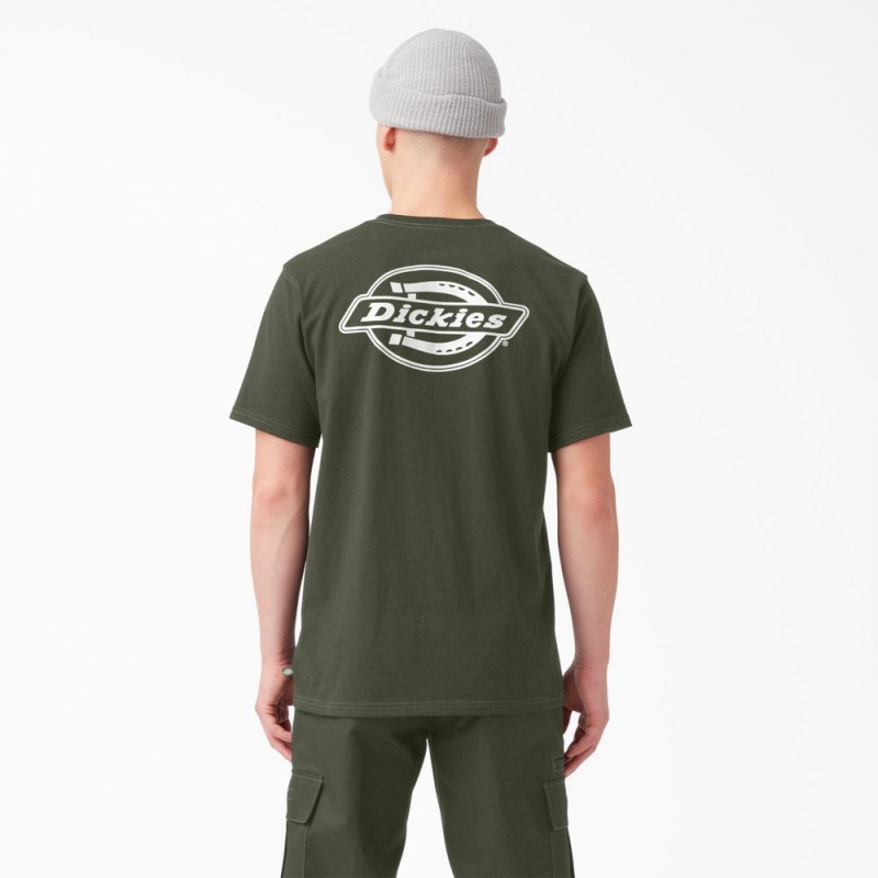 Men\'s Dickies Back Logo Graphic T-Shirt Green | 6239710-JQ