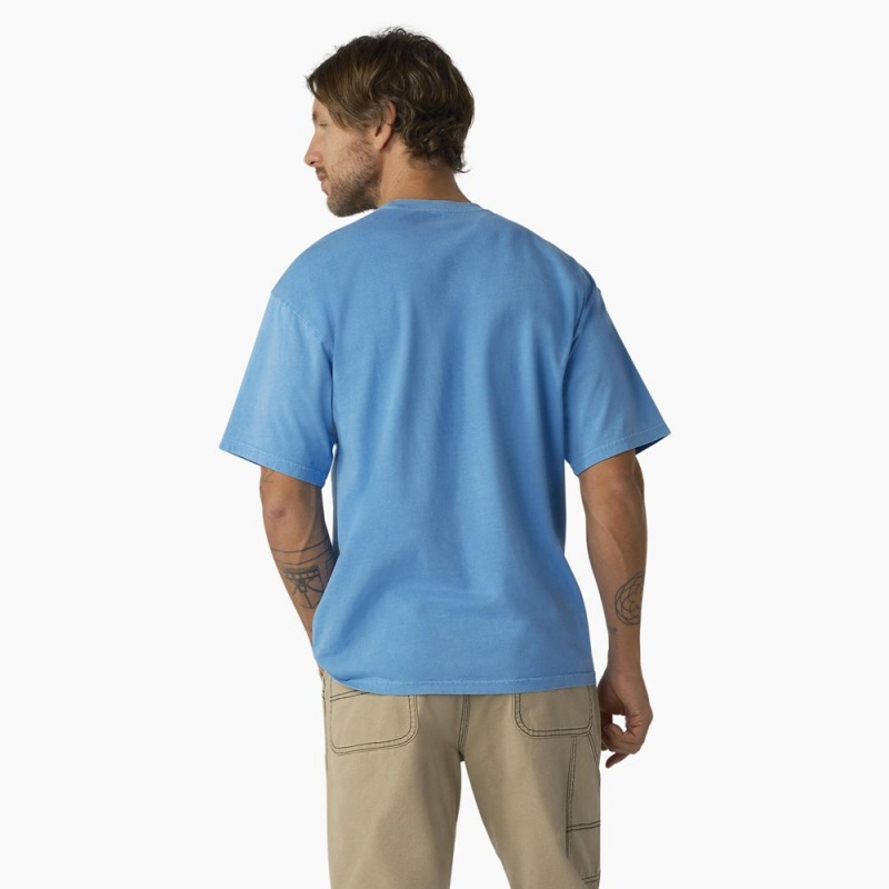 Men's Dickies Bandon Short Sleeve T-Shirt Blue | 2147036-MN