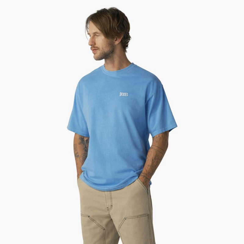 Men's Dickies Bandon Short Sleeve T-Shirt Blue | 2147036-MN