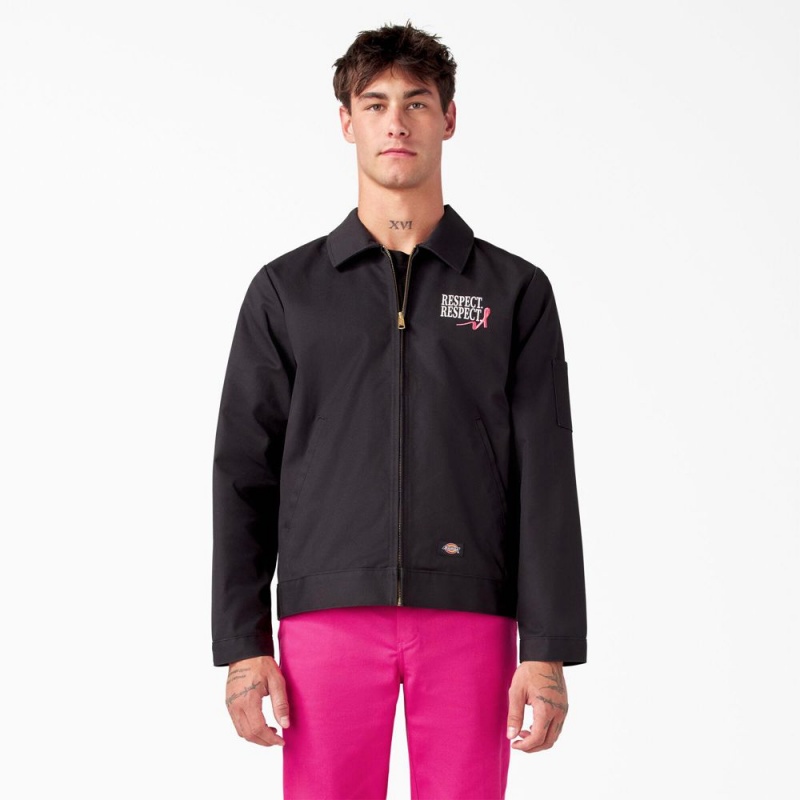 Men\'s Dickies Breast Cancer Awareness Eisenhower Jacket Black | 6039215-GJ