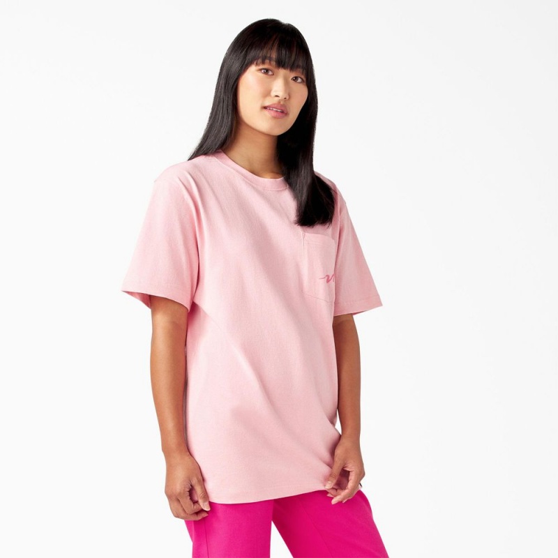 Men's Dickies Breast Cancer Awareness Heavyweight T-Shirt Pink | 8754690-TG