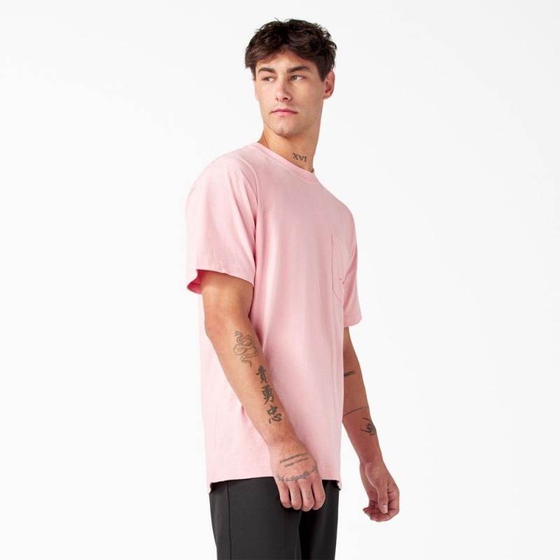 Men's Dickies Breast Cancer Awareness Heavyweight T-Shirt Pink | 8754690-TG