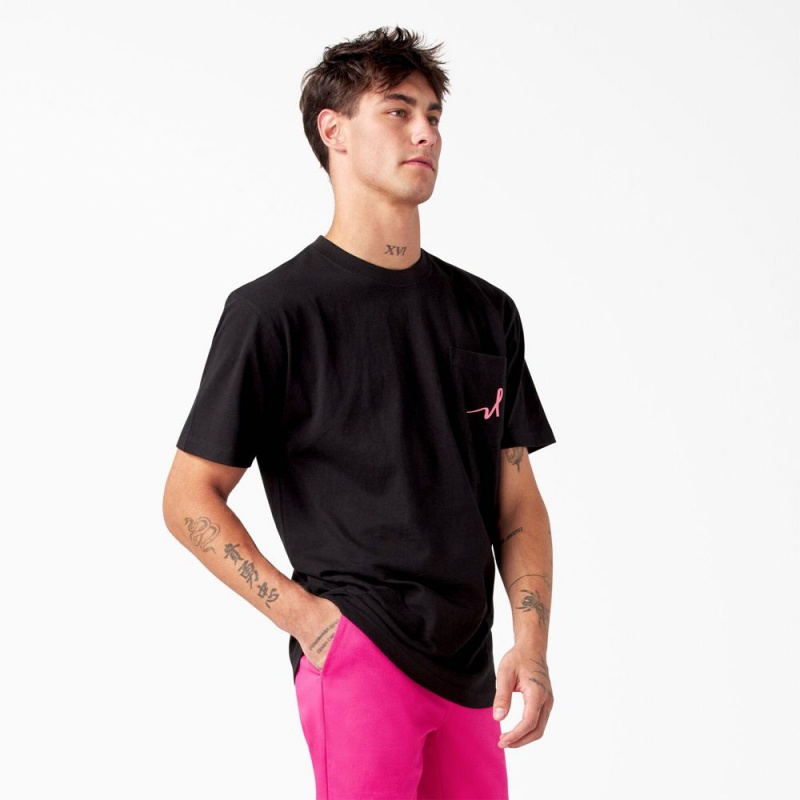 Men's Dickies Breast Cancer Awareness Heavyweight T-Shirt Black | 3246751-VJ