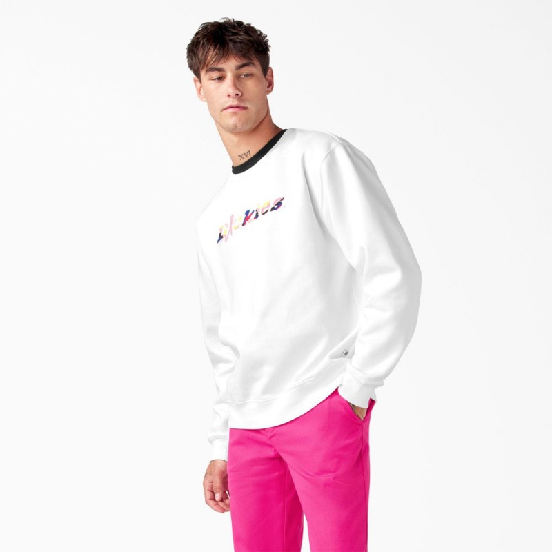 Men's Dickies Breast Cancer Awareness Logo Sweatshirt White | 9650287-FD