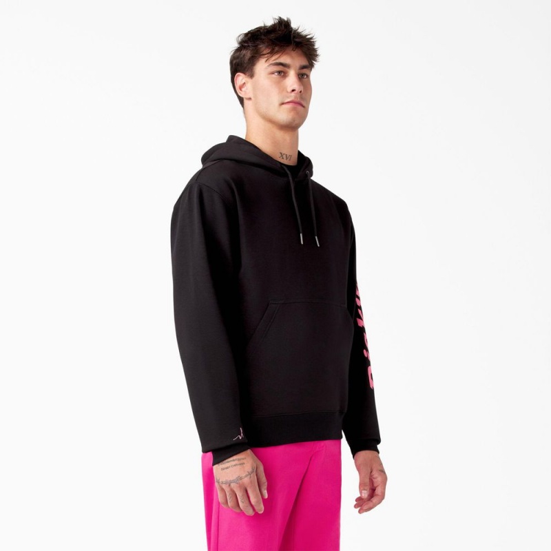 Men's Dickies Breast Cancer Awareness Logo Hoodie Black | 4583610-VT