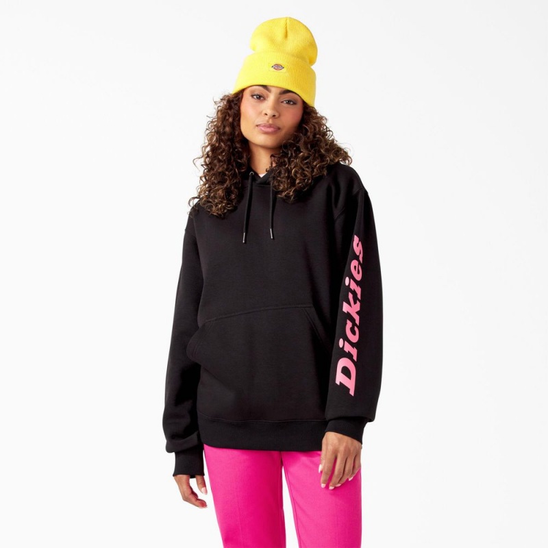 Men's Dickies Breast Cancer Awareness Logo Hoodie Black | 4583610-VT