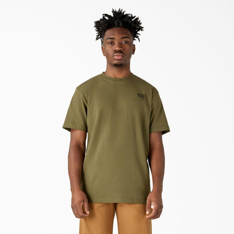 Men's Dickies Built to Last Heavyweight T-Shirt Green | 7861459-YP