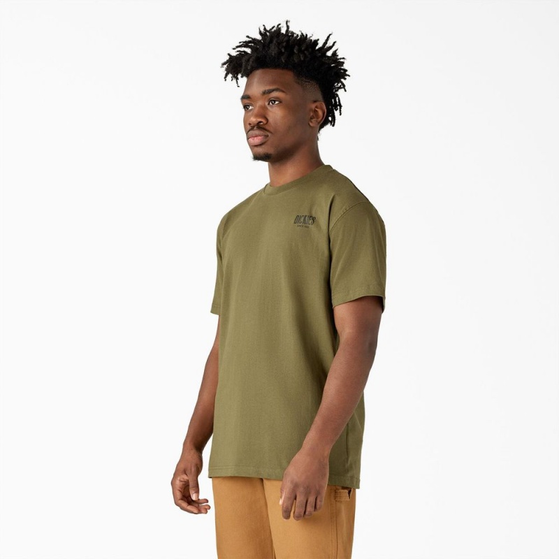 Men's Dickies Built to Last Heavyweight T-Shirt Green | 7861459-YP